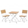 Café 2 Seater Square 60cm Table and Side Chairs Set - Satin White