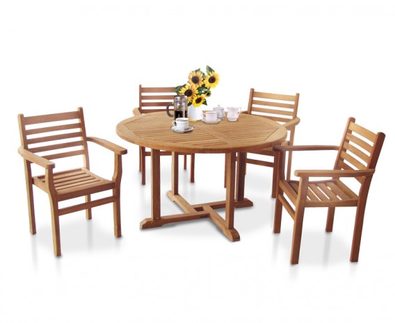 Sissinghurst 4 Seater Round 1.3m Dining Set with Sussex Chairs