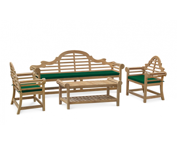 Lutyens-Style 2.25m Bench, Armchairs & Coffee Table Set