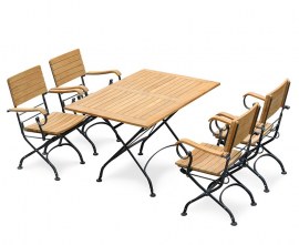 Café 4 Seater Rectangular 1.2m Table and Armchairs Set - Black