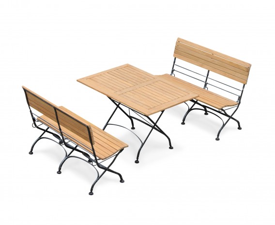 Café 4 Seater Rectangular 1.2m Table and Bench Set - Black