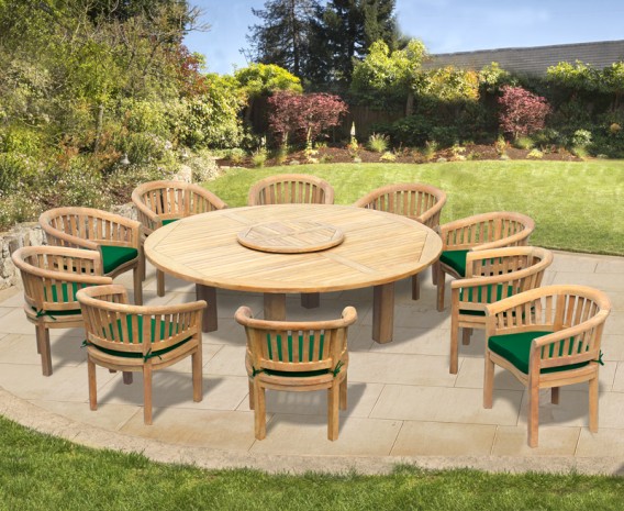 Orion 10 Seater Round 2.2m Garden Table with Banana Chairs