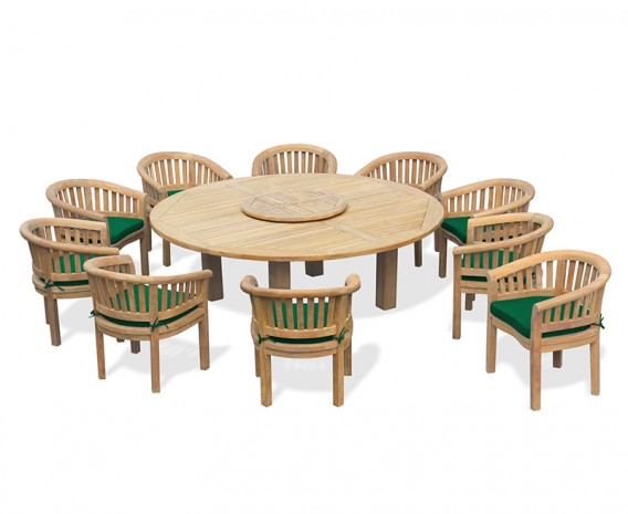 Orion 10 Seater Round 2.2m Garden Table with Banana Chairs