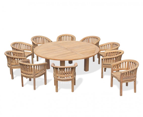 Orion 10 Seater Round 2.2m Garden Table with Banana Chairs