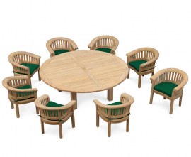 Orion 8 Seater Round 2.2m Garden Table with Deluxe Banana Chairs