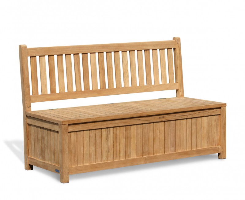 York Wooden Outdoor Storage Bench - 1.5m