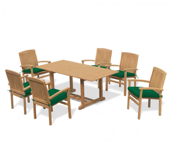 Winchester 6 Seater Teak 1.8m Rectangular Table with Cannes Armchairs