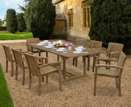 Dorset 1.8-2.4m Extending Dining Set with 8 Antibes Stacking Armchairs