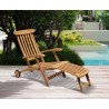 Serenity Teak Steamer Chair with Wheels and Cushion