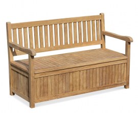 York Wooden Garden Storage Bench with Arms - 1.5m