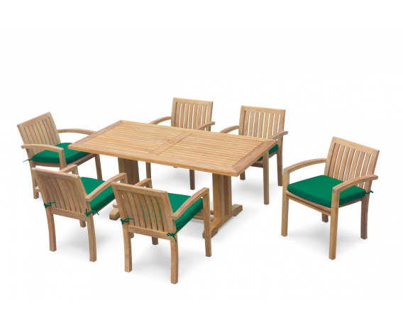 Rectory 6 Seater Teak 1.8 Rectangular Table and Antibes Chairs Set
