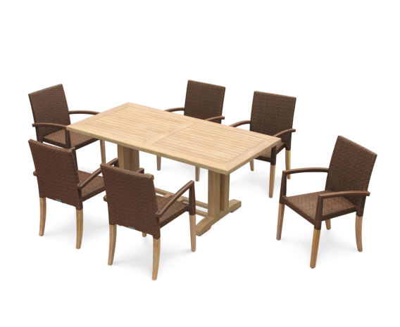 Rectory 6 Seater Teak 1.8 Rectangular Table and St. Mortitz Chairs Set