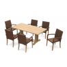 Rectory 1.8m Pedestal Table and 6 St. Moritz Stacking Chairs - Java Brown