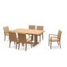 Rectory 1.8m Pedestal Table and 6 St. Moritz Stacking Chairs - Honey Wicker