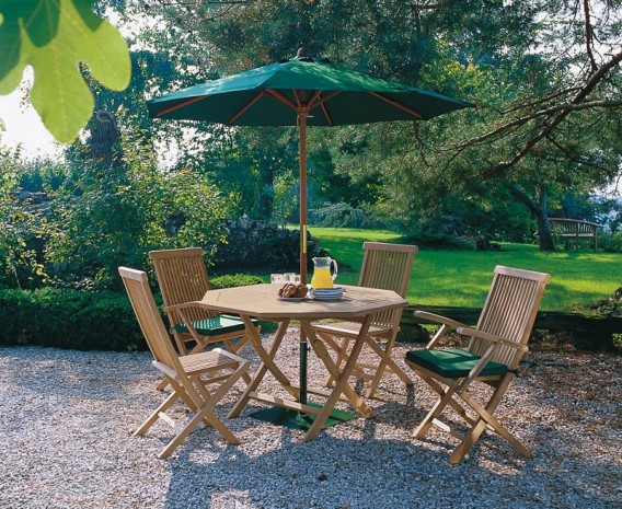 Lymington Octagonal 1.2m Folding Dining Set with 4 Newhaven Chairs