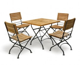 Café 4 Seater Square 80cm Table and Side Chairs Set - Raven Black