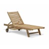 Solid Teak Sun Lounger with Wheels