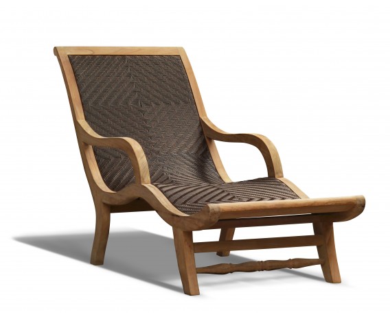 Teak and Rattan Sun Lounger