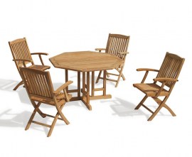 Berwick 1.2m Octagonal Gateleg Table and 4 Cannes Folding Armchairs Set