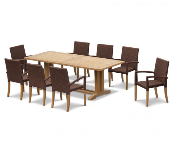 Rectory 8 Seater Teak 2.25 x 0.9m Table and St. Moritz Chairs