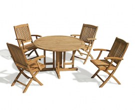 Berwick 1.2m Round Gateleg Table and 4 Cannes Folding Armchairs Set