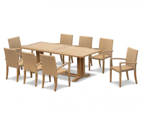 Rectory 8 Seater Teak 2.25 x 0.9m Table and St. Moritz Chairs