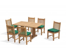 Rectory 6 Seater Teak 1.5m Rectangular Table and York Side Chairs Set