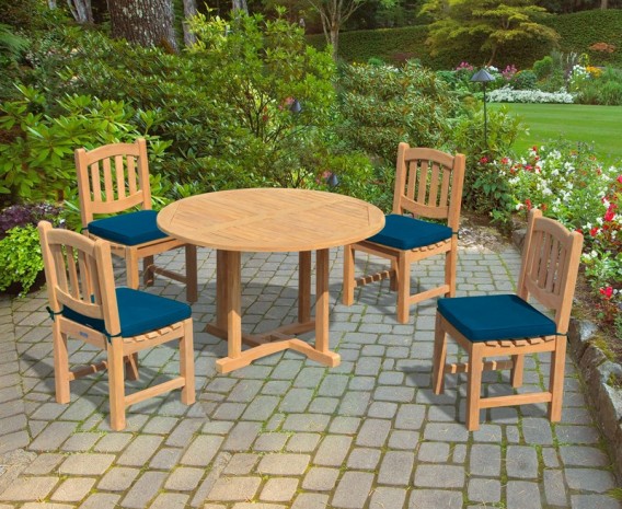 Sissinghurst 4 Seater Round 1.2m Dining Set with Kennington Chairs