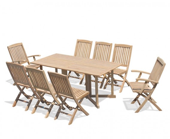 Byron 8 Seater Teak 1.8m Gateleg Dining Set with Cannes Chairs