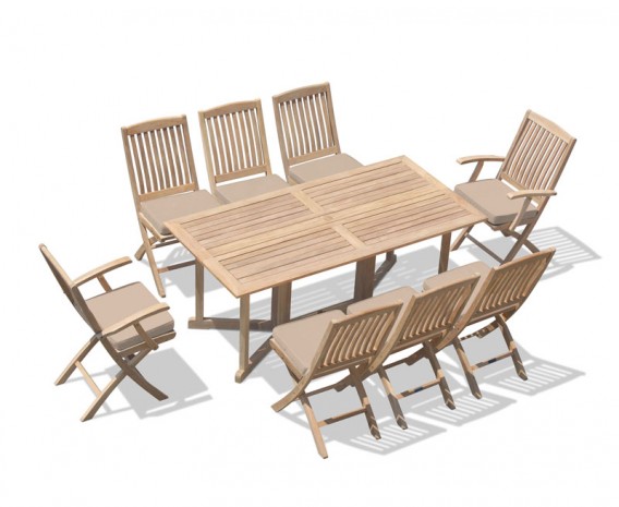 Byron 8 Seater Teak 1.8m Gateleg Dining Set with Cannes Chairs