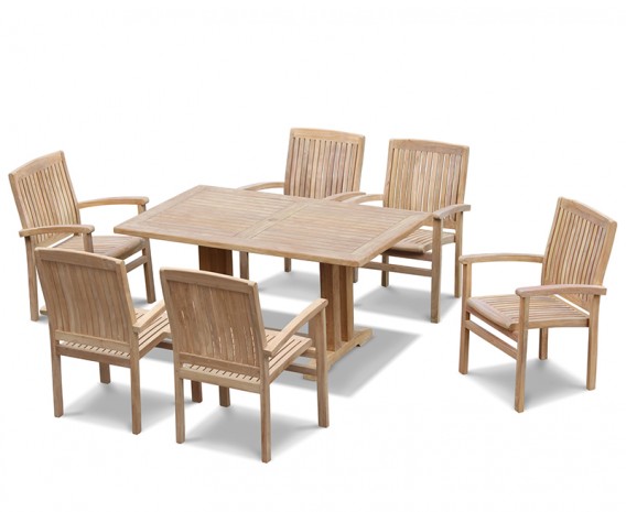 Rectory 6 Seater Teak 1.5m Rectangular Table and Cannes Chairs Set