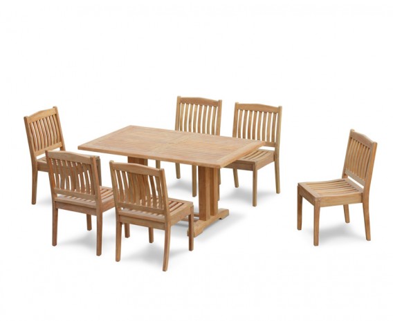 Rectory 6 Seater Teak 1.5m Rectangular Table and Winchester Chairs Set