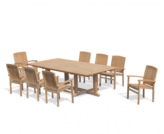 Winchester 8 Seater Teak 2.6m Rectangular Table with Cannes Armchairs
