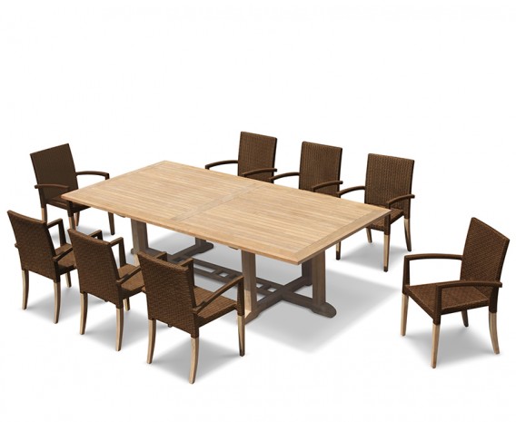 Winchester 8 Seater Teak 2.6m Rectangular Table with St. Moritz Chairs