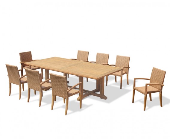 Winchester 8 Seater Teak 2.6m Rectangular Table with St. Moritz Chairs