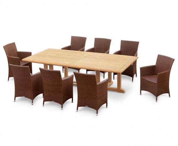 Winchester 8 Seater Teak 2.6m Rectangular Table with Verona Chairs