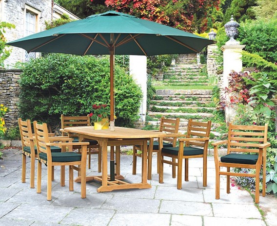 Oxburgh 6 Seater Single Leaf Extending Table with Sussex Chairs