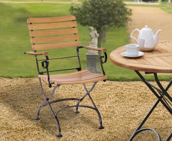 Café Folding Garden Bistro Armchair - Black