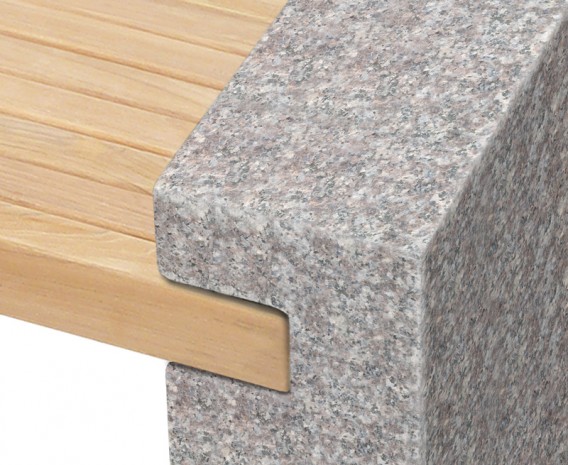 Granite and Teak Outdoor Bench