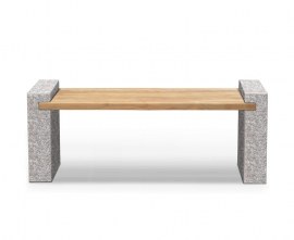 Granite and Teak Outdoor Bench