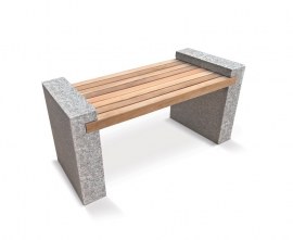 Granite and Teak Backless Bench