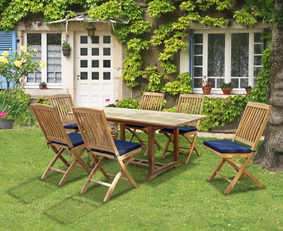 Winchester 6 Seater Teak 1.8m Rectangular Table with Cannes Dining Chairs