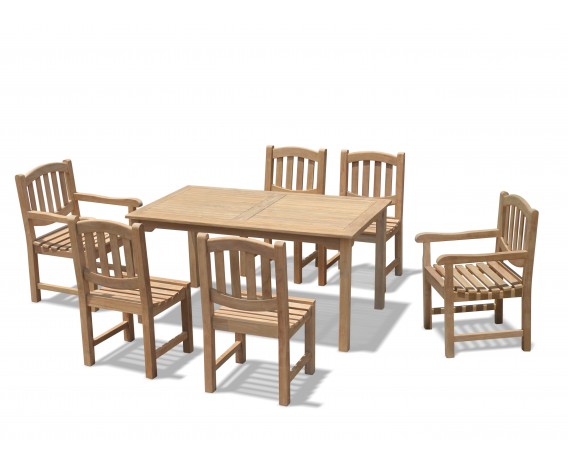 Hampton 6 Seater Rectangular 1.5m Dining Set with Kennington Chairs