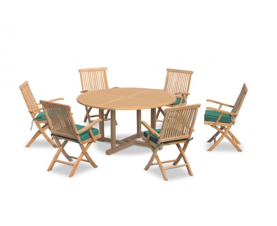 Sissinghurst 6 Seater Round 1.5m Dining Set with Oxburgh Armchairs