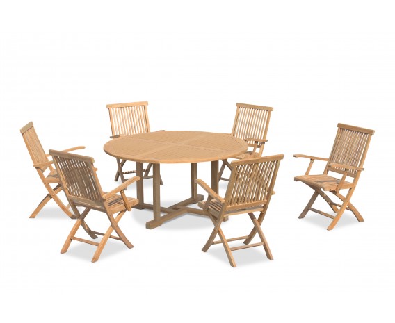 Sissinghurst 6 Seater Round 1.5m Dining Set with Oxburgh Armchairs