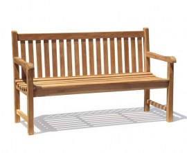 York Teak 3 Seater Garden Bench - 1.5m