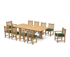 Large Teak Outdoor Dining Set | Rectangular Dining Table & Dining Armchairs