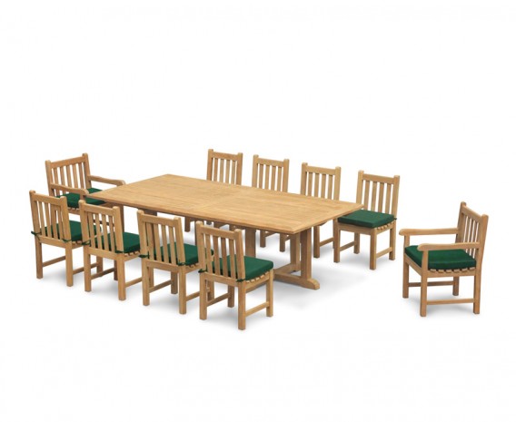 Winchester 8 Seater Teak 2.6m Rectangular Table with Windsor Armchairs and Side Chairs