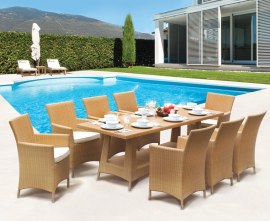 Verona 8 Seater Rattan Dining Set with 2.2m Rectangular Table