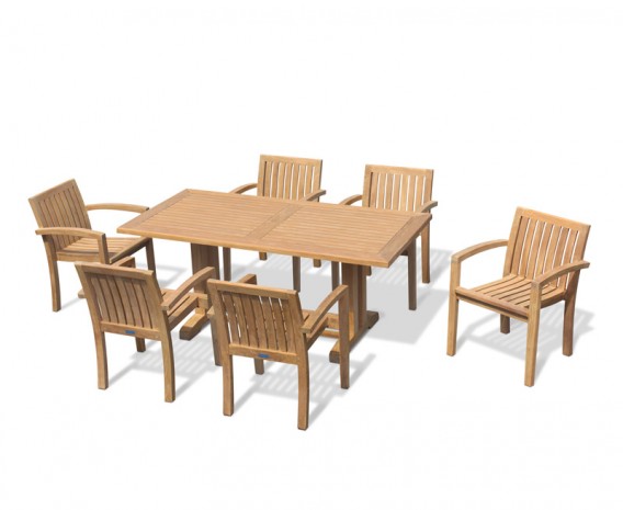 Rectory 6 Seater Teak 1.8 Rectangular Table and Antibes Chairs Set